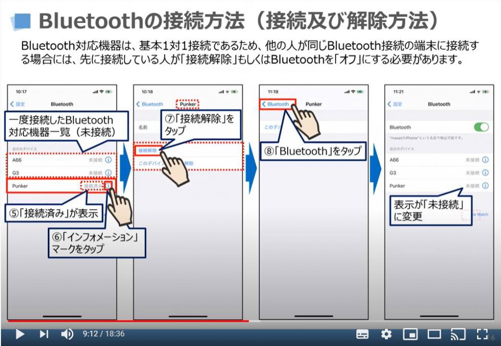 Bluetoothの接続方法（接続及び解除方法）