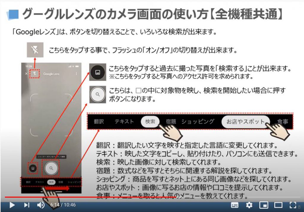グーグルレンズのカメラ画面の使い方（全機種共通）