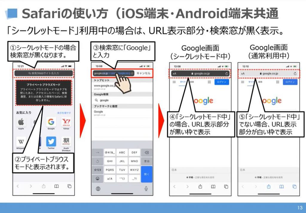 Safariの使い方：シークレットモード（iPhone等のiOS端末/Android端末共通）