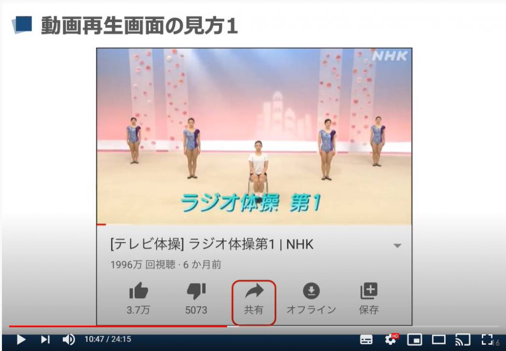 YouTube（ユーチューブ）の動画再生画面の見方