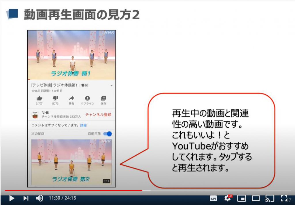 YouTube（ユーチューブ）の動画再生画面の見方
