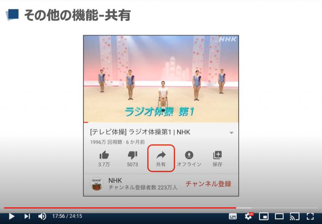 YouTube（ユーチューブ）の操作方法（共有について）