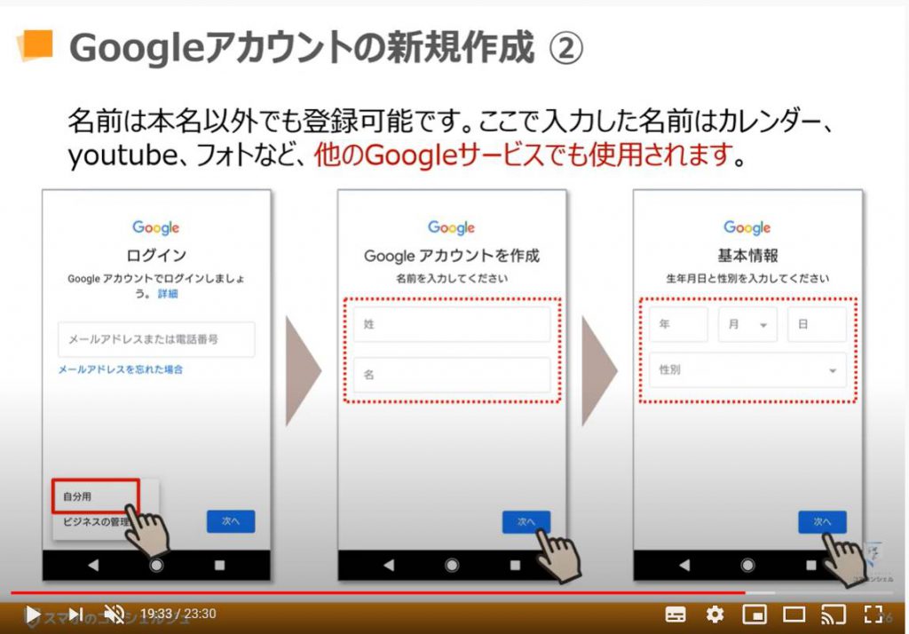 Googleアカウントの新規作成