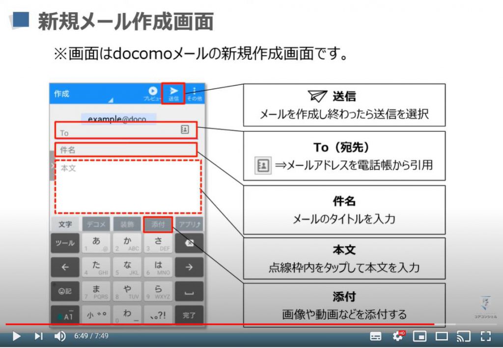 新規メール作成画面