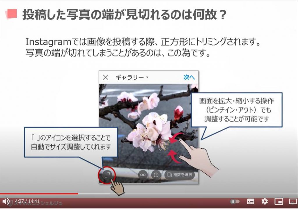 インスタの使い方：投稿した写真の端が見切れる要因