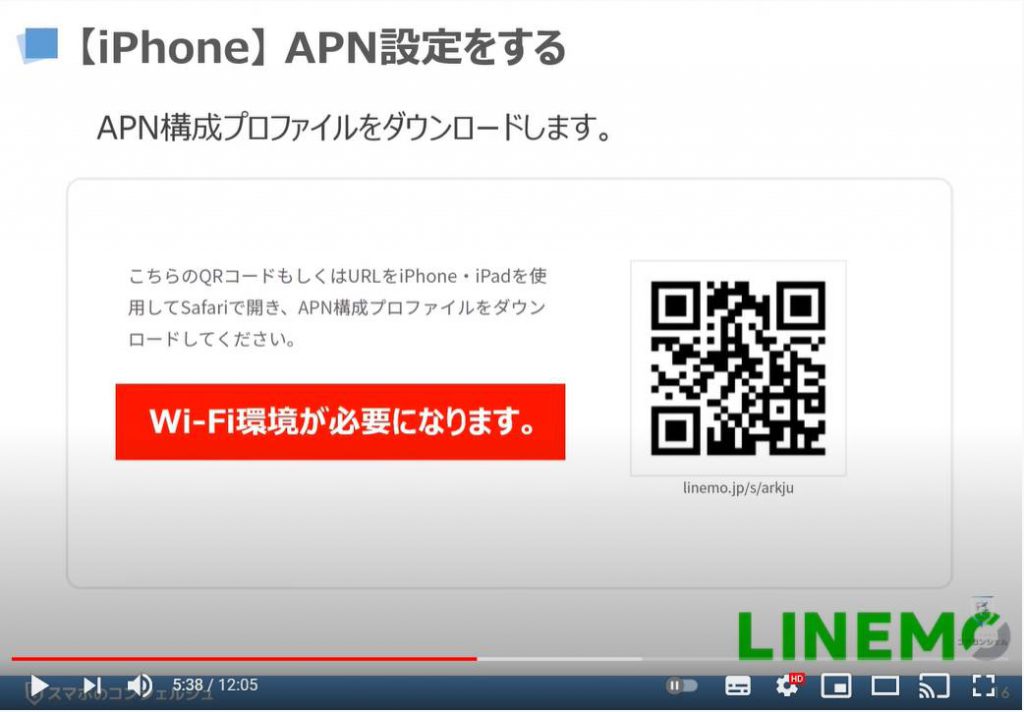 「LINEMO（ラインモ）の乗換手続き」回線切り替え・APN設定、My Menuの初期設定：LINEMO（ラインモ）の初期設定：iPhoneのAPN設定