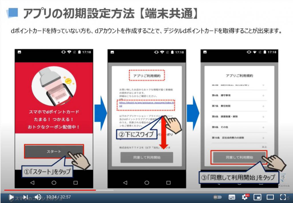 【dポイントクラブアプリの使い方】～dアカウント作成｜dポイントの利用登録｜オンライン発行dポイント入手：dポイントクラブアプリを使うには：アプリの初期設定方法