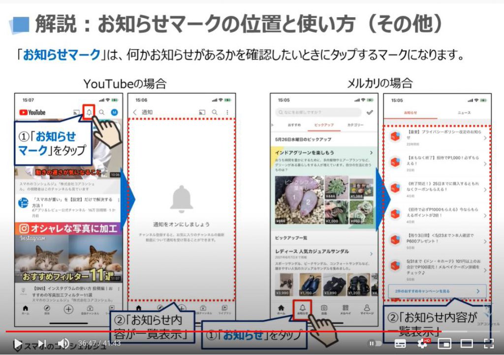 スマホのマーク（記号・アイコン）の掲載箇所｜意味｜使い方：お知らせマークの位置と使い方（その他）