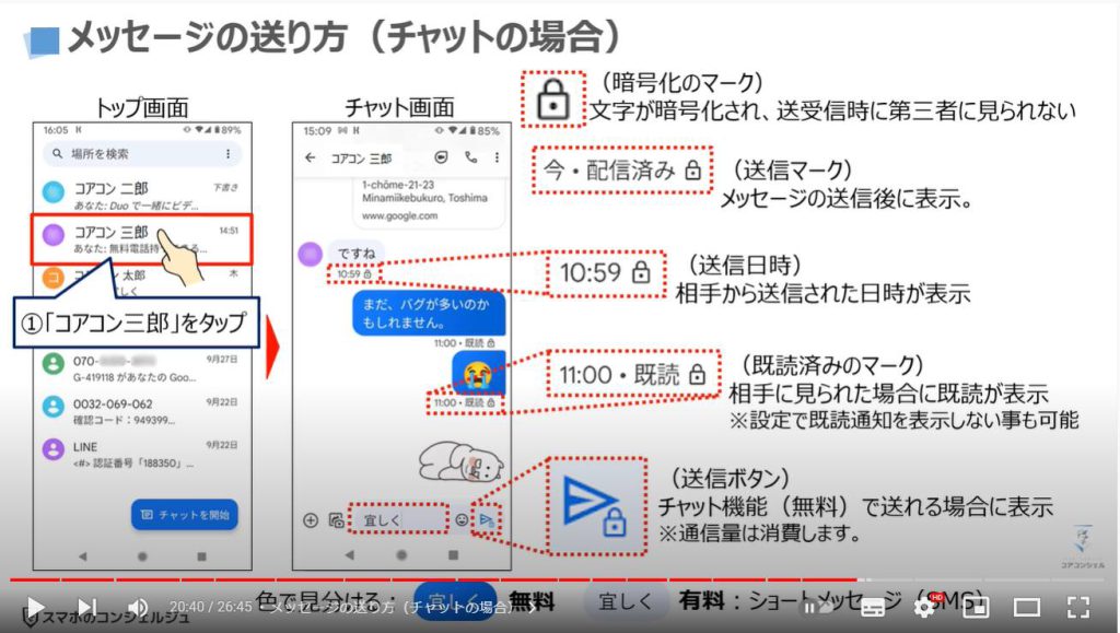 Googleメッセージの使い方：メッセージの送り方（チャットの場合）