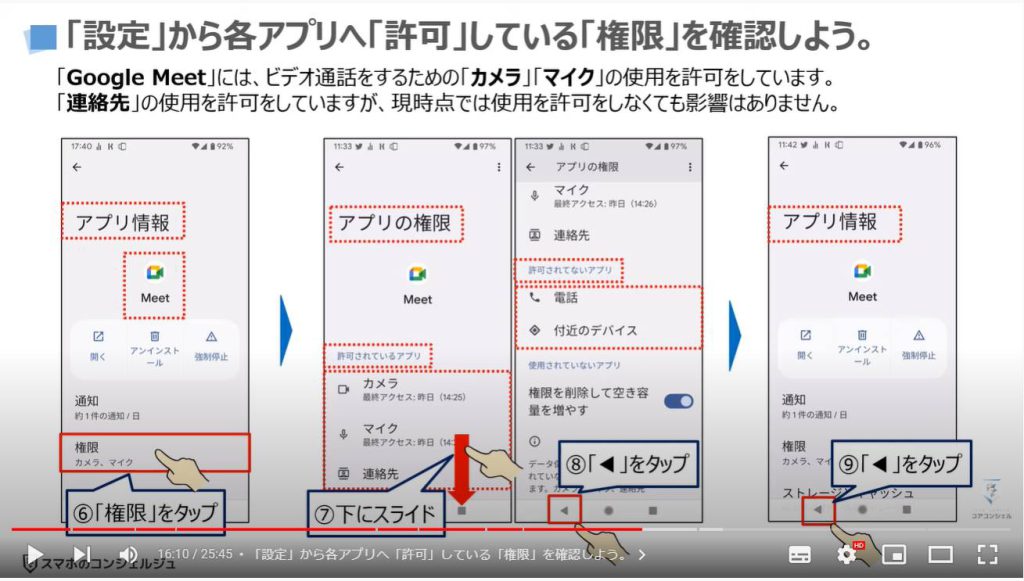 ビデオ通話（オンライン通話）で事前スケジュール・招待する方法：「設定」から各アプリへ「許可」している「権限」を確認しよう。