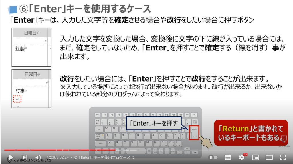 キーボードがパソコン操作の鍵（キーボードキーとショートカットキーの使い方）：⑥「Enter」キーを使用するケース