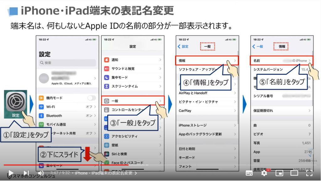 今すぐ確認・変更すべき各サービスや端末の表記名：iPhone・iPad端末の表記名変更