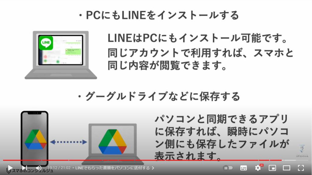 ファイルの保存方法：LINEでもらった書類をパソコンに送付する