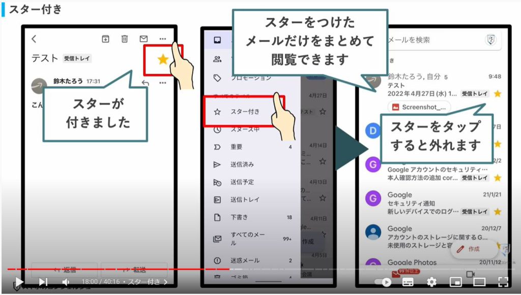 Gmailの使い方：スター付き