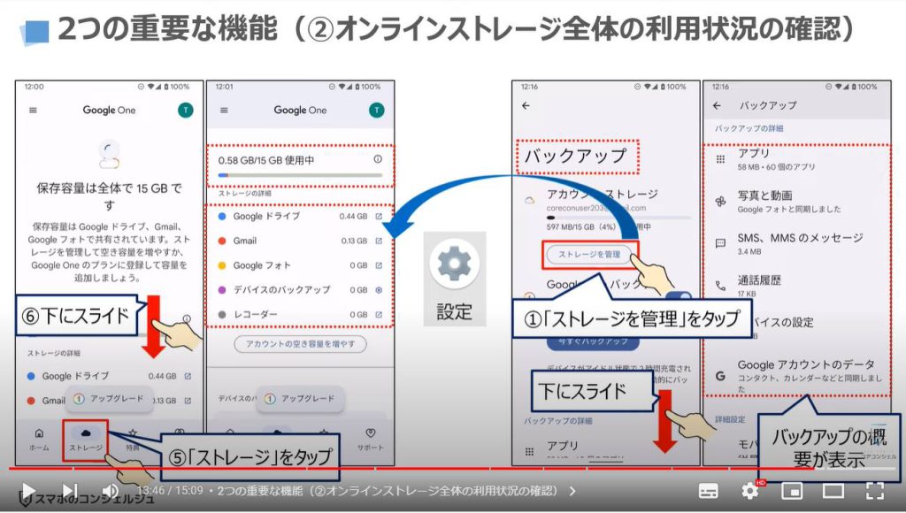 Googleクラウドの基本（Googleドライブ・Google One・Googleフォト・Gmailの相関関係）：2つの重要な機能（②オンラインストレージ全体の利用状況の確認）