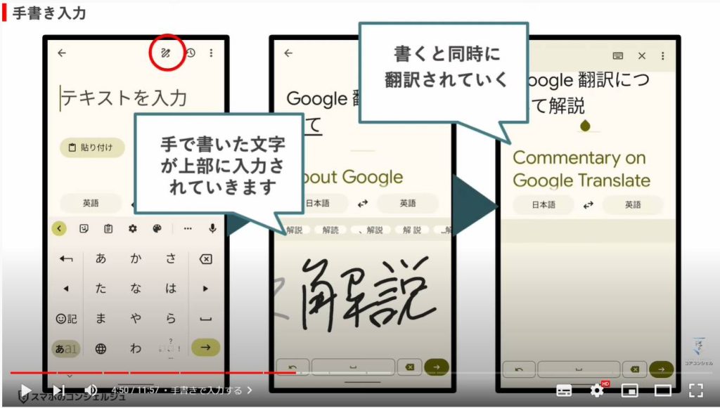 Google翻訳の使い方： 手書きで入力する