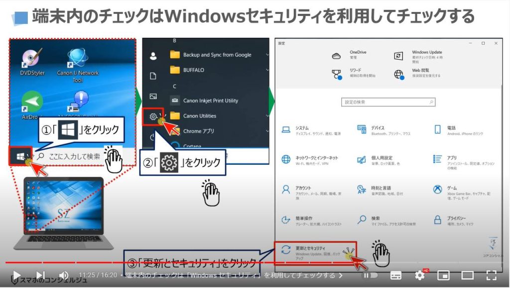 正しいウィルス対策と基本知識：端末内のチェックは「Windows セキュリティ」を利用してチェックする