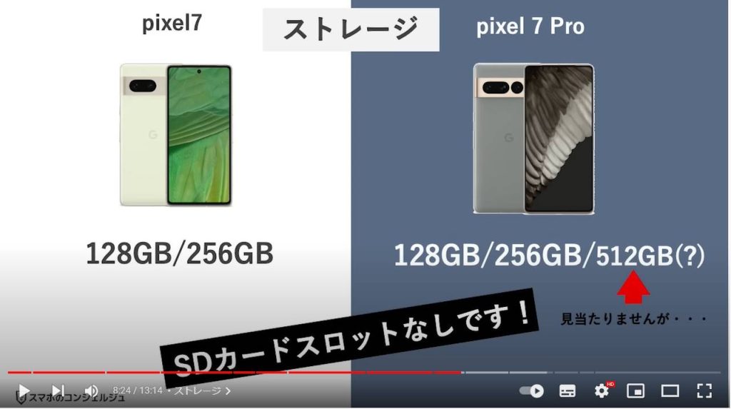【Pixel7/Pixel7Proの価格や特徴・機能説明】：ストレージ