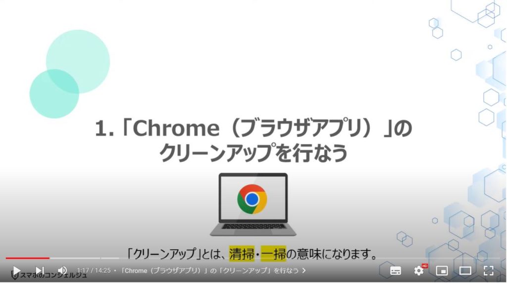 月１回のパソコンのケア（定期検診）：「Chrome（ブラウザアプリ）」の「クリーンアップ」を行なう