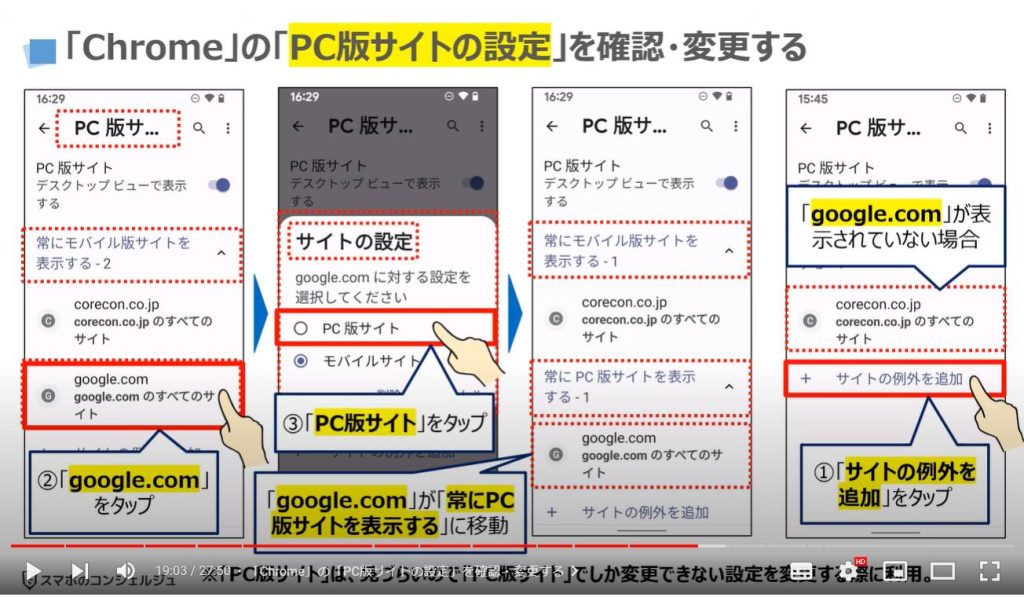 Chromeの最初にすべき正しい設定4選：「Chrome」の「PC版サイトの設定」を確認・変更する