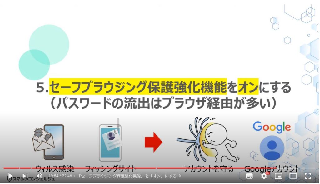 Googleアカウント（最初にすべき設定５選）：セーフブラウジング保護強化機能をオンにする（パスワードの流出はブラウザ経由が多い）