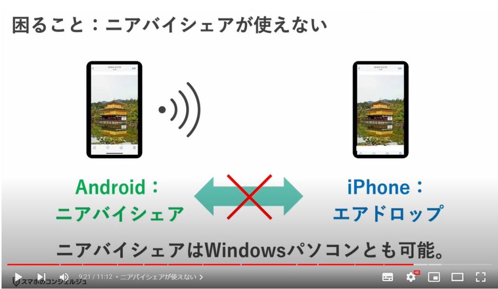 AndroidとiPhoneの違い：ニアバイシェアが使えない