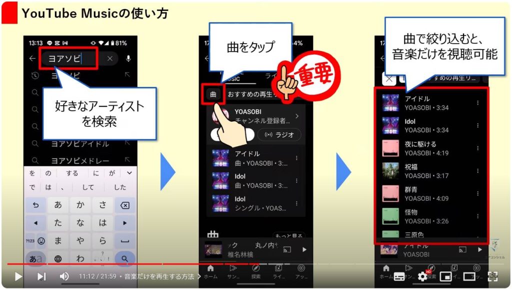 YouTube Musicの使い方とYouTubeとの違い：音楽だけを再生する方法