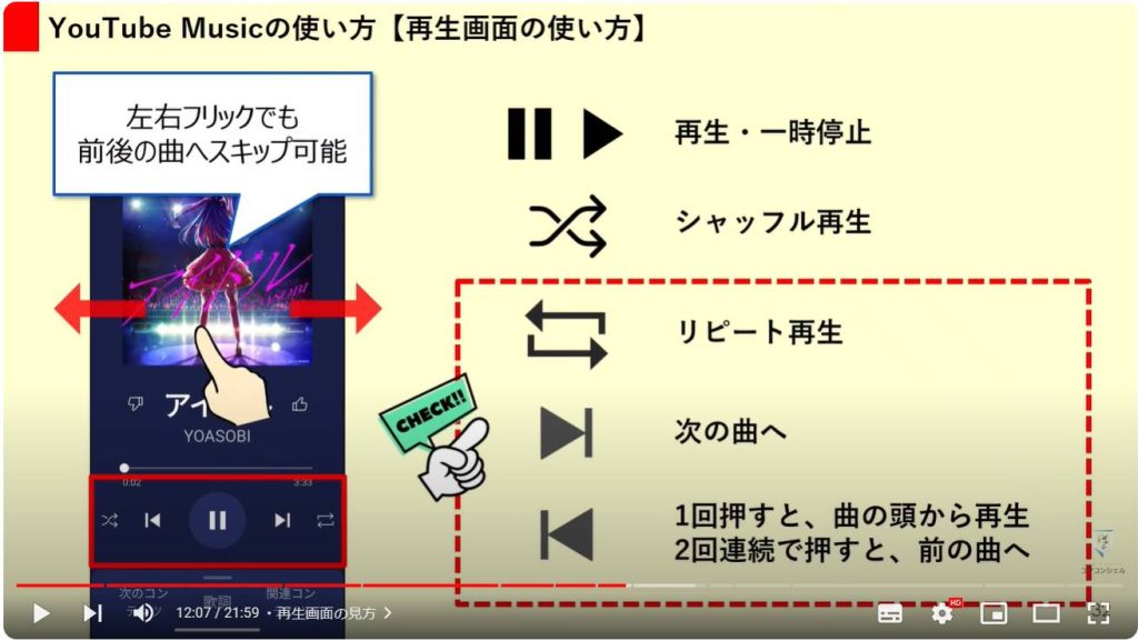 YouTube Musicの使い方とYouTubeとの違い：再生画面の見方