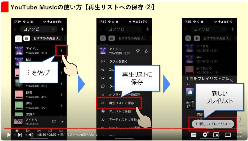 YouTube Musicの使い方とYouTubeとの違い：再生リストへの保存方法