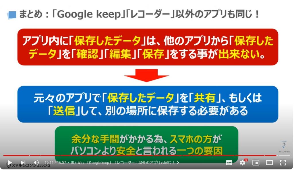 アプリ内に「保存したデータ」を移動する方法：「Google keep」「レコーダー」以外のアプリも同じ！