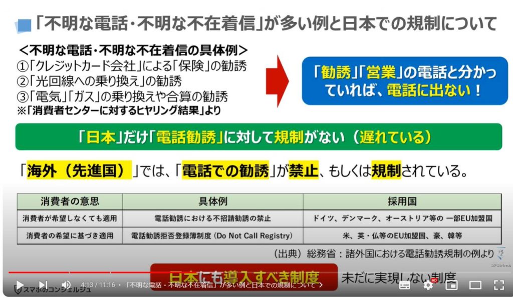 不明な電話番号・不明な不在着信を調べる方法：「不明な電話・不明な不在着信」が多い例と日本での規制について