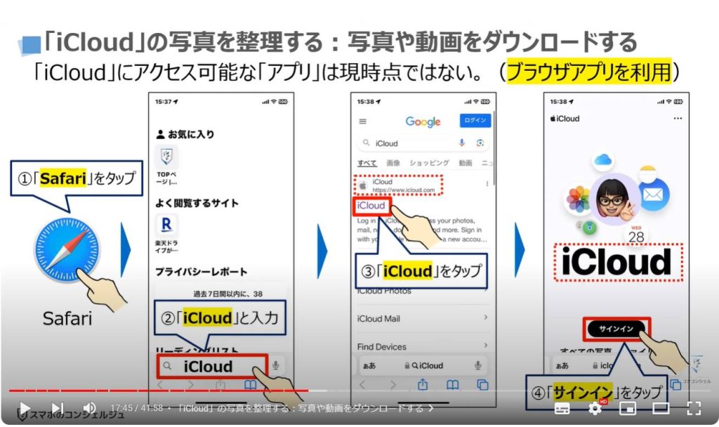 iCloud写真/Googleフォトの3つの整理方法：「iCloud」の写真を整理する/iCloud.comにアクセスする