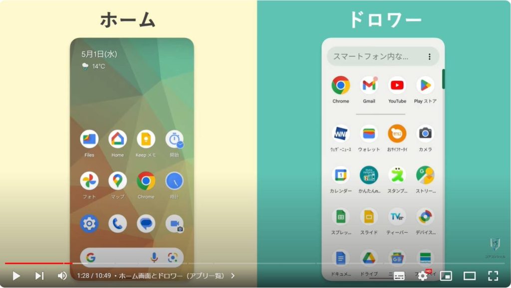 Android初心者向け：ホーム画面とドロワー（アプリ一覧）