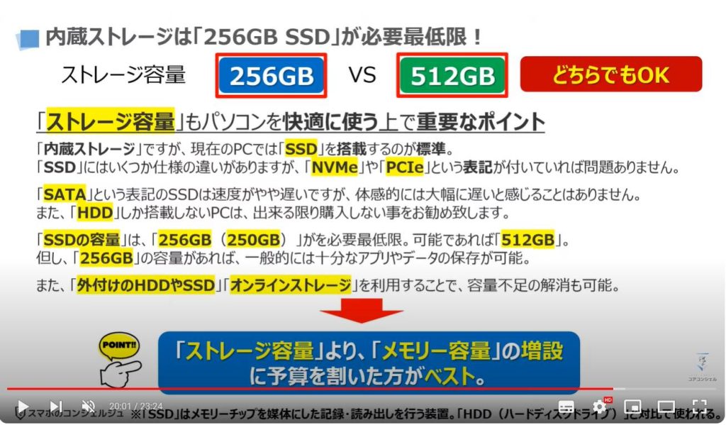 パソコンの購入・買い替え時に押さえておくべき5つのポイント：内蔵ストレージは「256GB SSD」が必要最低限！