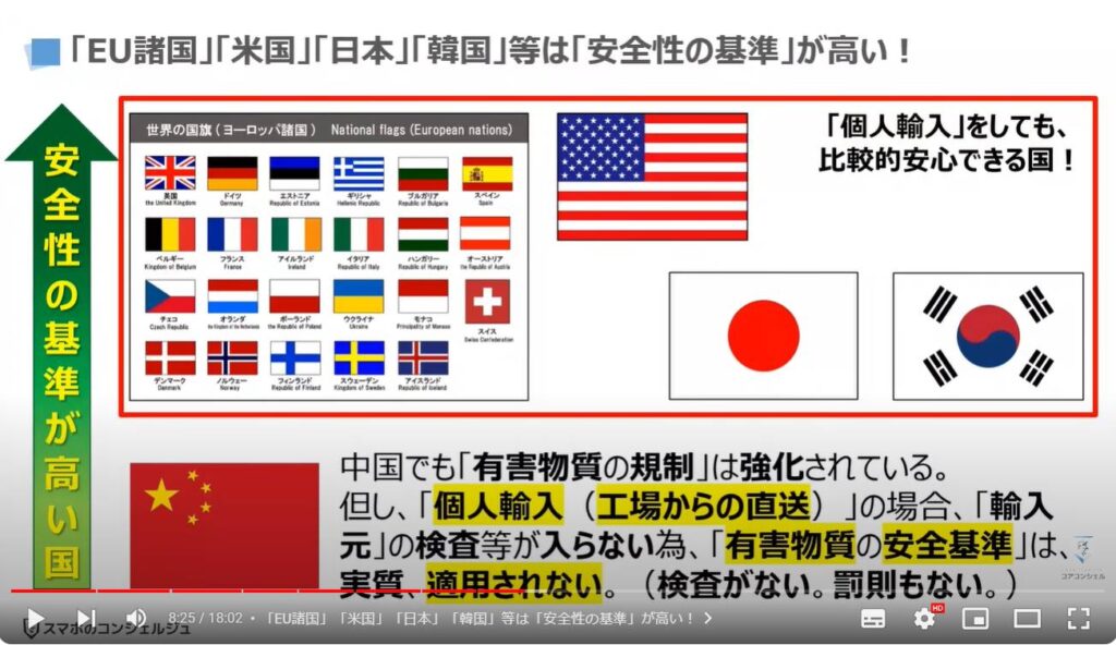 中国発の激安通販サイトの危険性：「EU諸国」「米国」「日本」「韓国」等は「安全性の基準」が高い！