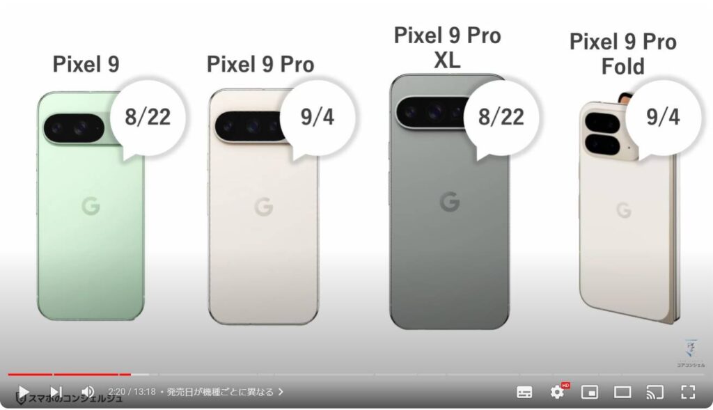 GoogleのPixelシーリズが新発売（Pixel9）：発売日が機種ごとに異なる