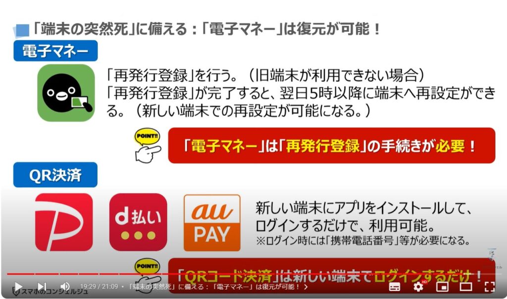 新しい端末だけでスマホを復元する方法：「端末の突然死」に備える：「電子マネー」は復元が可能！