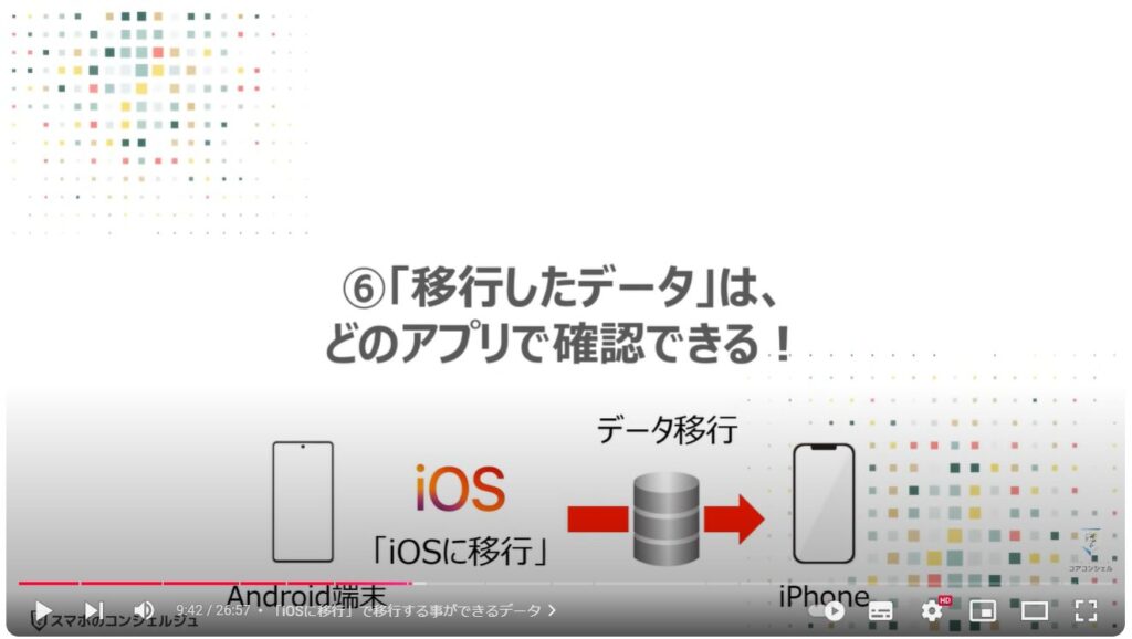 スマホのデータ移行（Android→iPhone）：⑥「移行したデータ」は、どのアプリで確認できる！