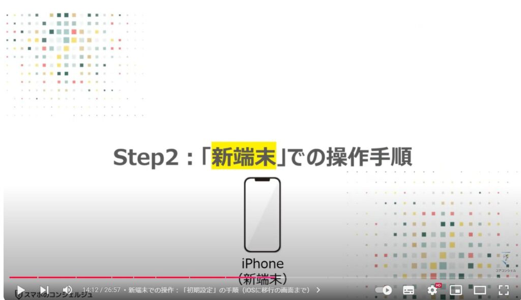 スマホのデータ移行（Android→iPhone）：Step2「新端末」での操作手順