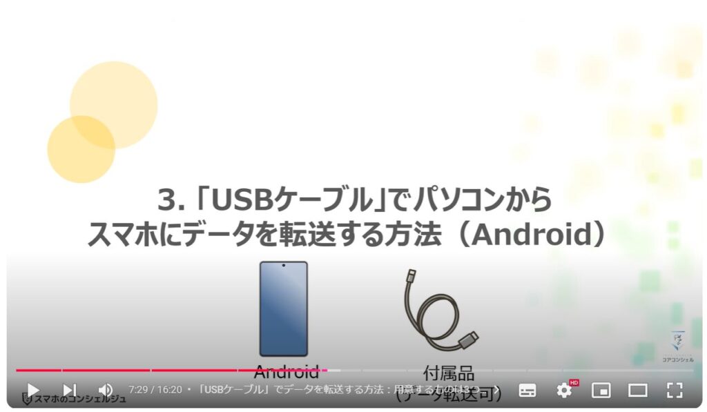 パソコンからスマホにデータ転送：「USBケーブル」でパソコンからスマホにデータを転送する方法（Android）