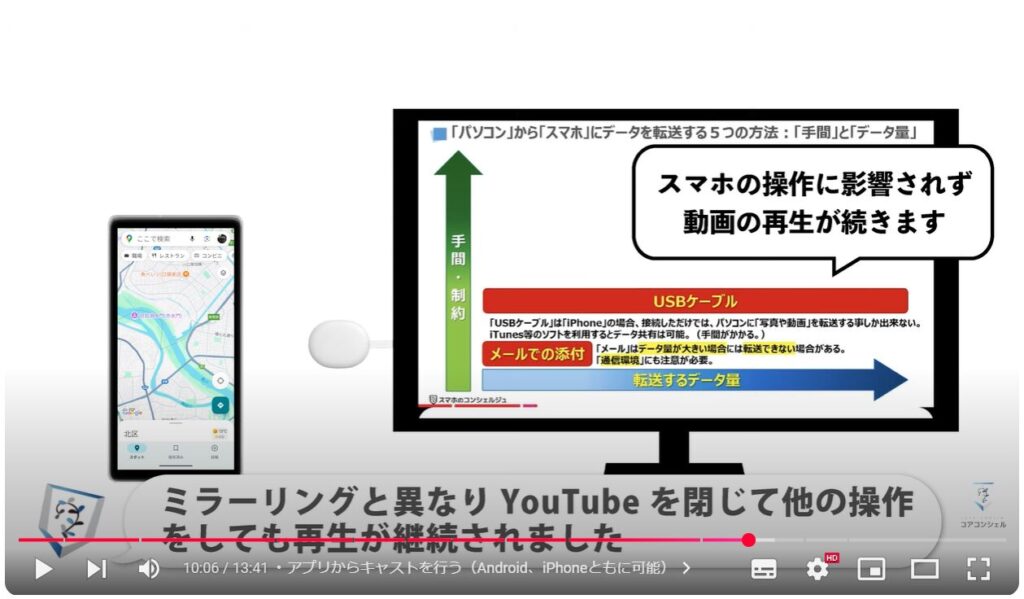 スマホ画面をテレビに映す方法：アプリからキャストを行う（Android、iPhoneともに可能）