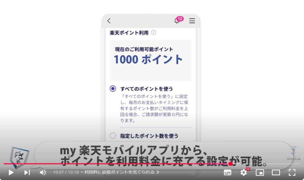 楽天モバイル実際どう？：利用料に直接ポイントを充てられる