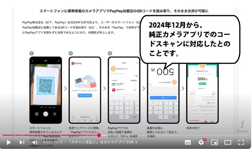QRコードの読み取り方法:「スキャン支払い」はカメラアプリでOK