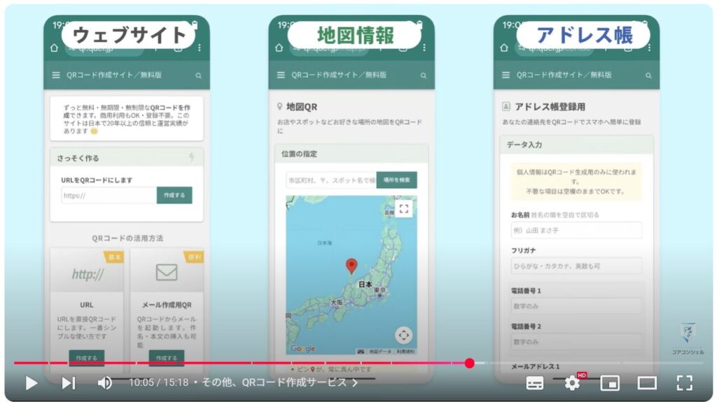 QRコードの読み取り方法:その他、QRコード作成サービス
