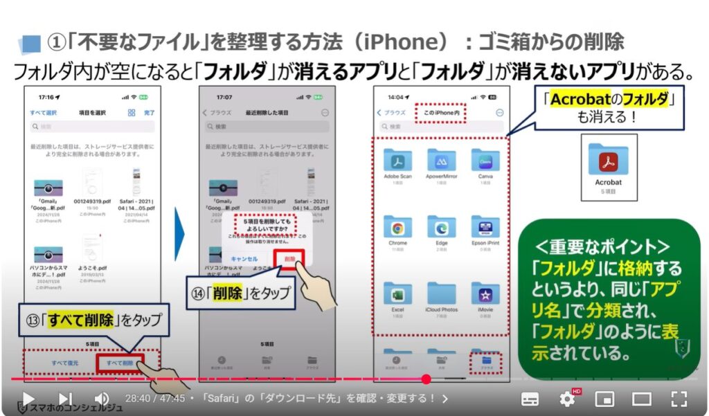 重くなったスマホを軽くする方法(Android & iPhone):①「不要なファイル」を整理する方法(iPhone):ゴミ箱からの削除