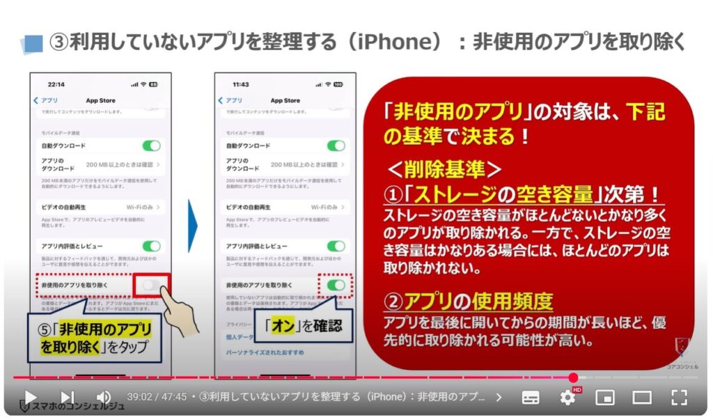 重くなったスマホを軽くする方法(Android & iPhone):③利用していないアプリを整理する(iPhone):非使用のアプリを取り除く