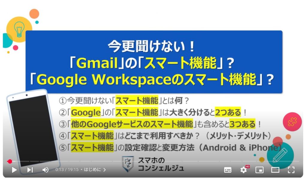 「Gmail」の「スマート機能」「Google Worksplaceのスマート機能」