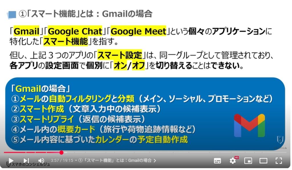 「Gmail」の「スマート機能」「Google Worksplaceのスマート機能」:①「スマート機能」とは:Gmailの場合
