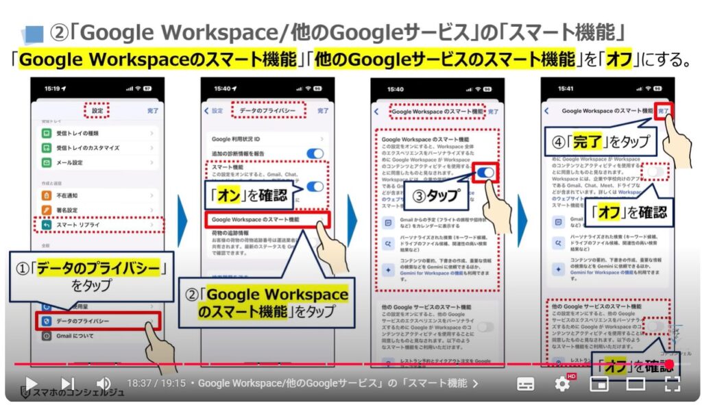 「Gmail」の「スマート機能」「Google Worksplaceのスマート機能」:「Google Workspace/他のGoogleサービス」の「スマート機能」