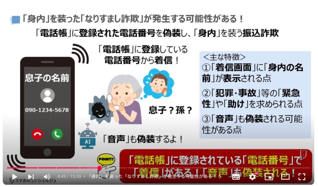 電話番号偽装の恐怖：「身内」を装った「なりすまし詐欺」が発生する可能性がある！